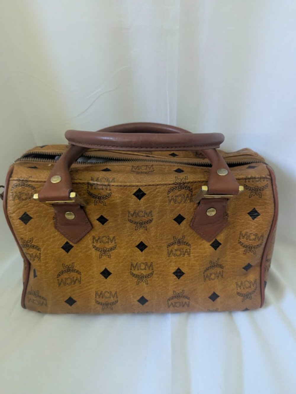 MCM Tan Visetos Boston 11" Bag No Strap - Picture 10 of 10